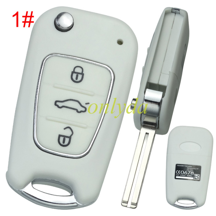 For KIA  3 button remote key blank with black shell with badge , pls choose button