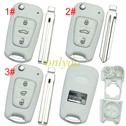 For Hyundai 3 button remote key blank with black shell with badge , pls choose button