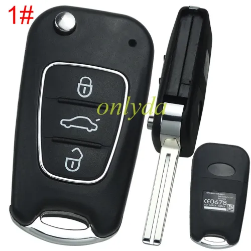 For KIA  3 button remote key blank with black shell with badge , pls choose button