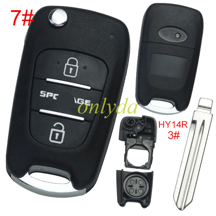 For Kia 3 button remote key blank  with badge ,with HY14 right blade , pls choose button