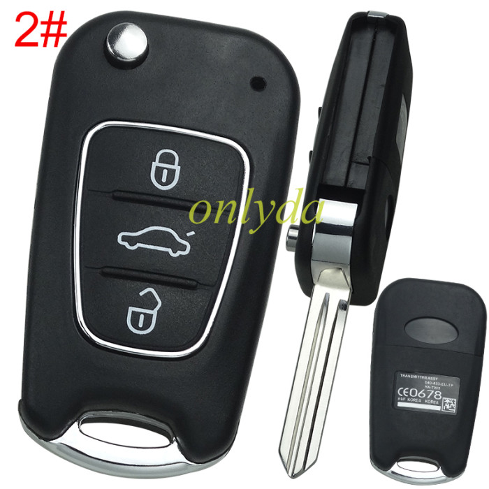For KIA  3 button remote key blank with black shell with badge , pls choose button