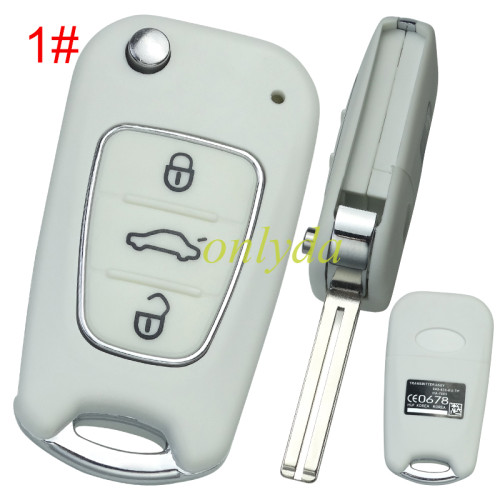 For Hyundai 3 button remote key blank with black shell with badge , pls choose button