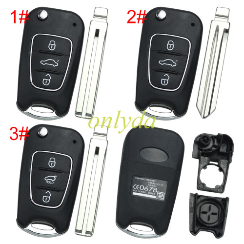 For KIA  3 button remote key blank with black shell with badge , pls choose button