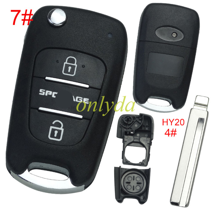 For Kia 3 button remote key blank  with badge ,with HY20 left blade , pls choose button
