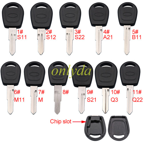 For Chery transponder key blank with chip slot without badge , pls choose blade model