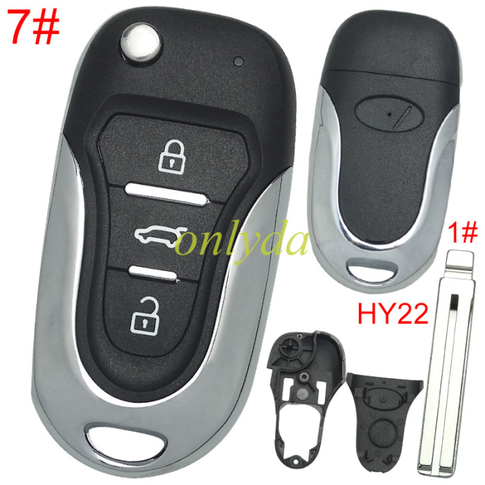 For KIA  3 button remote key blank  with badge with HY22  blade , pls choose button