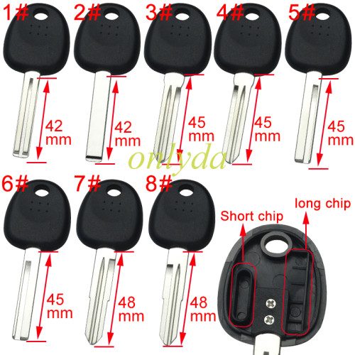 For Hyundai transponder key shell with balde have chip solt ,without badge , pls choose blade