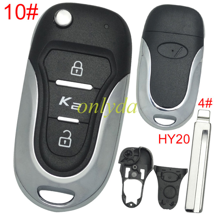 For Hyundai  3 button remote key blank  with badge with HY20 left  blade, pls choose button