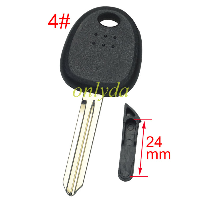 For Hyundai transponder key shell with balde  ,without badge ，Long latch 24mm , pls choose blade