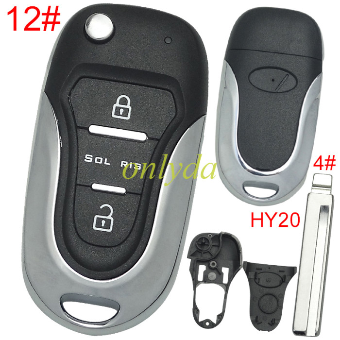 For KIA  3 button remote key blank  with badge with HY20 left  blade, pls choose button