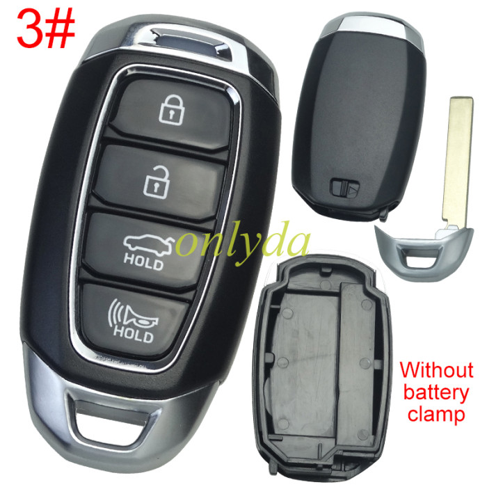 For Hyundai  remote key blank without battery clamp ,without badge , pls choose button