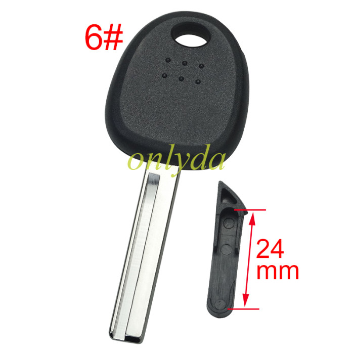For Hyundai transponder key shell with balde  ,without badge ，Long latch 24mm , pls choose blade