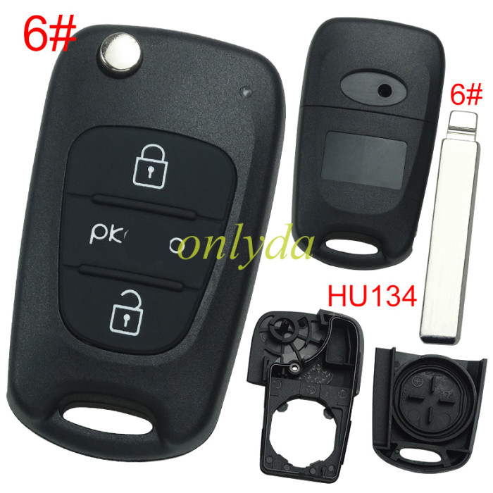 For Kia  3 button remote key blank with badge with HY134  blade, pls choose button