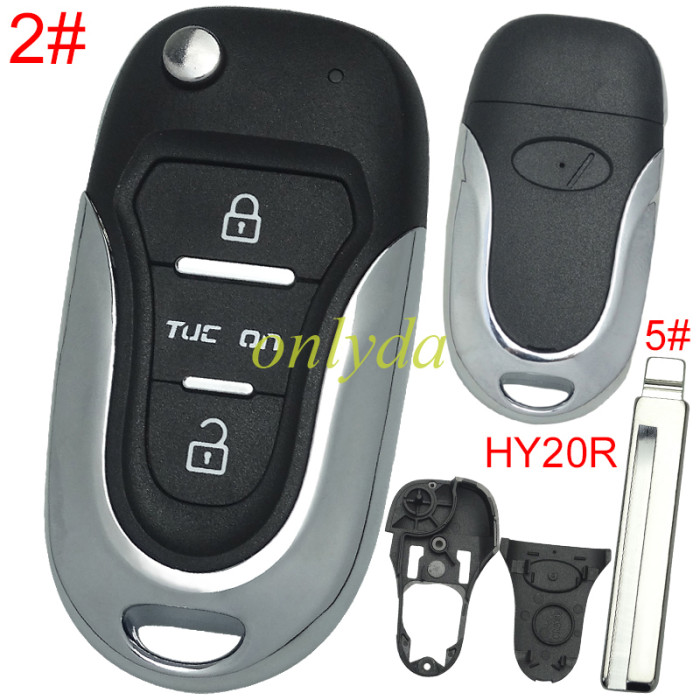 For Hyundai  3 button remote key blank  with badge with HY20R right  blade , pls choose button