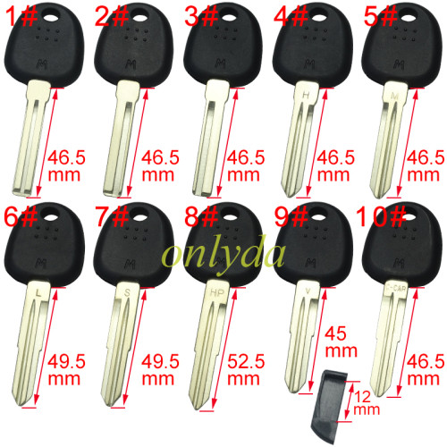 For Hyundai transponder key shell with balde  ,without badge ，short latch 12mm , pls choose blade