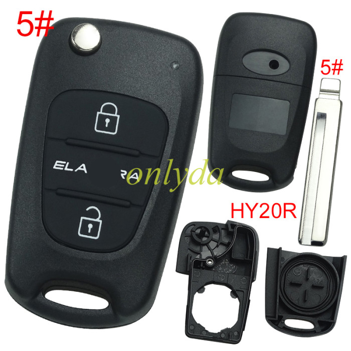 For Hyundai  3 button remote key blank with badge,with HY20R right  blade, pls choose button