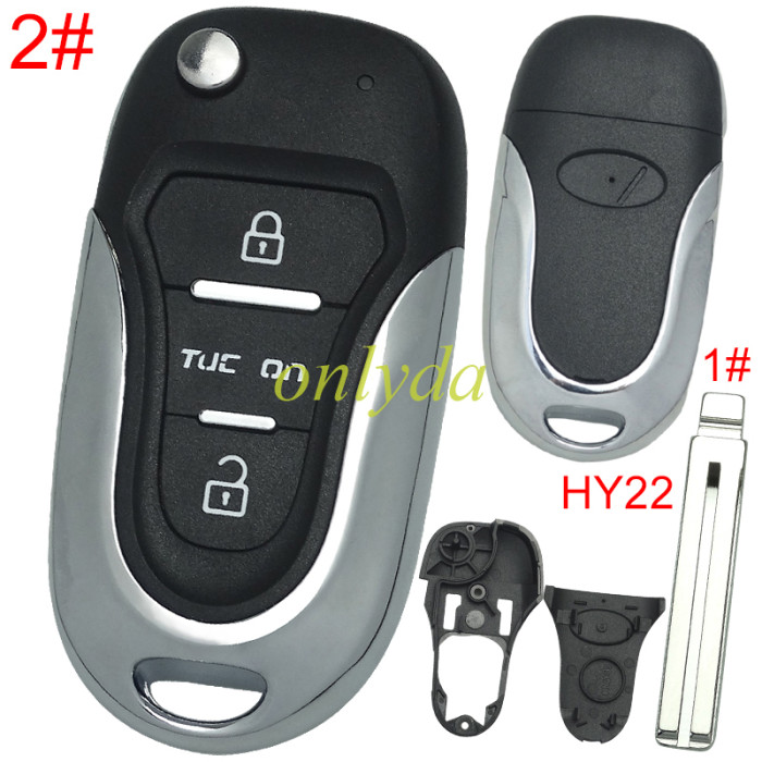 For Hyundai 3 button remote key blank  with badge with HY22  blade , pls choose button