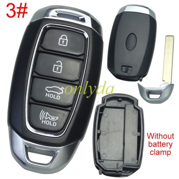 For Hyundai  remote key blank without battery clamp ,with badge , pls choose button