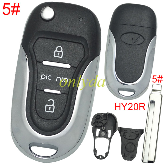 For Hyundai  3 button remote key blank  with badge with HY20R right  blade , pls choose button