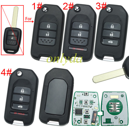 Honda  remote key with chip 47-7961XTT inside 313.8MHZ FCC ID:MLBHLIK6-1T Fits: 2013-2015 CR-V   pls choose button