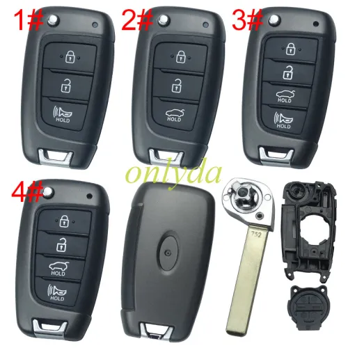 For Hyundai  remote key blank with badge , pls choose button