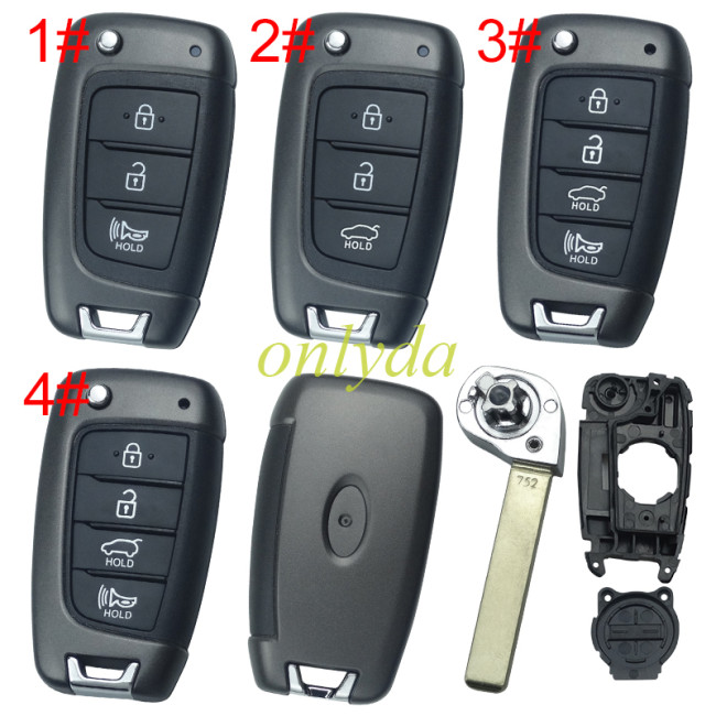 For Hyundai remote key blank with badge , pls choose button