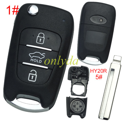 For Kia 3 button remote key blank  with badge ,HY20 right blade, pls choose button