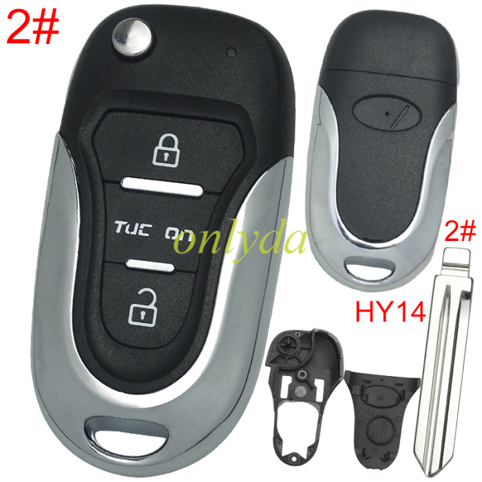 For KIA  3 button remote key blank  with badge with HY14 left  blade , pls choose button