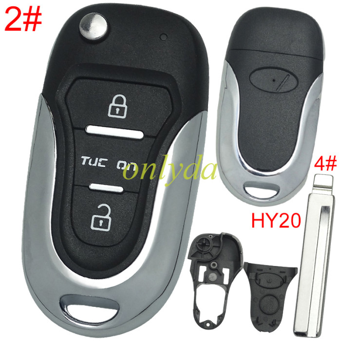For KIA  3 button remote key blank  with badge with HY20 left  blade, pls choose button