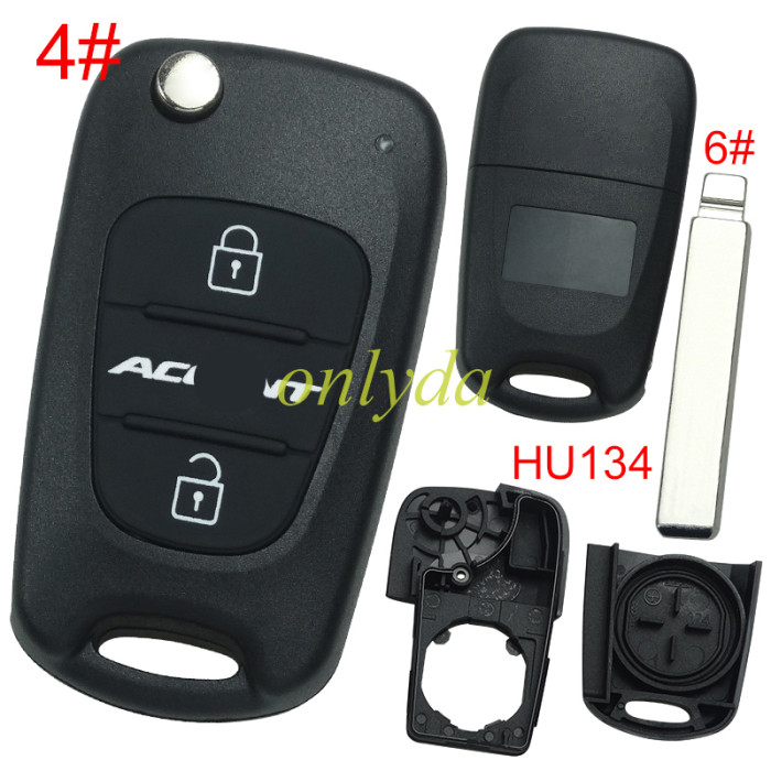 For Kia  3 button remote key blank without badge with HY134  blade, pls choose button