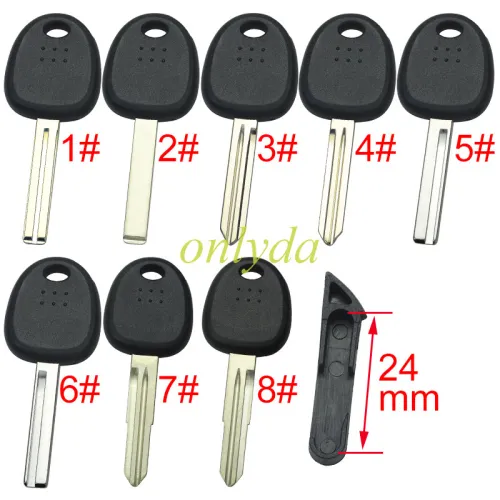 For Hyundai transponder key shell with balde  ,without badge ，Long latch 24mm , pls choose blade