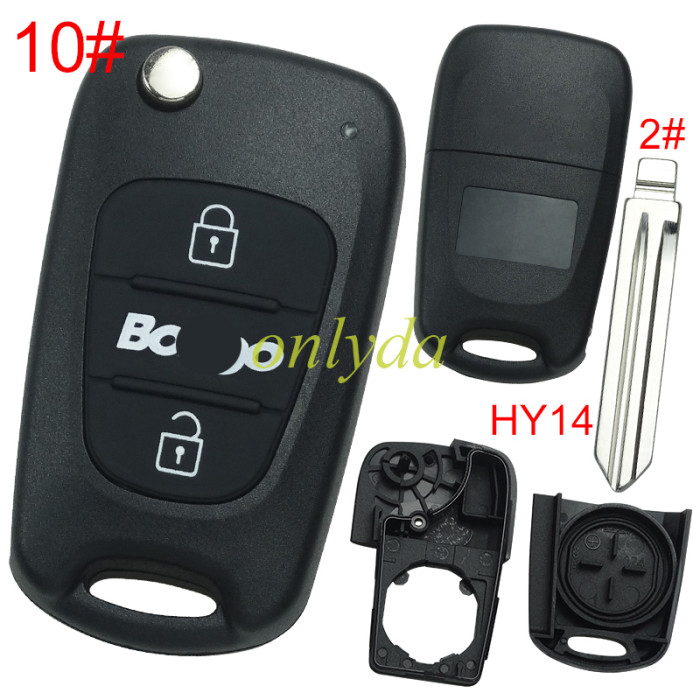 For KIA  3 button remote key blank  without badge with HY14 left  blade , pls choose button