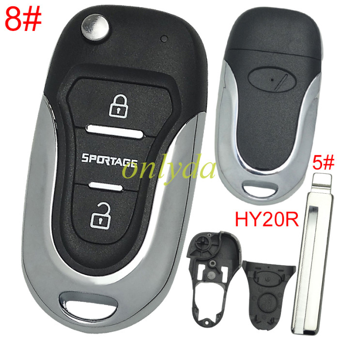 For Hyundai  3 button remote key blank  with badge with HY20R right  blade , pls choose button