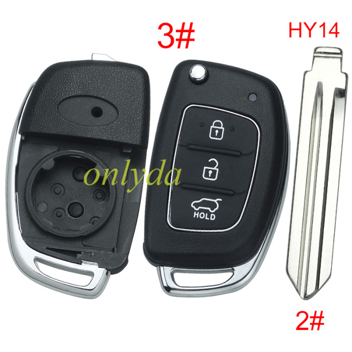 For Hyundai  remote key blank with badge ，With screws on the back，with HY14 left blade,please choose the button
