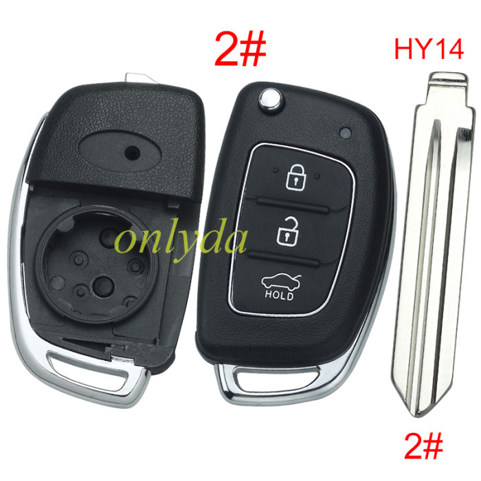 For Hyundai  remote key blank with badge ，With screws on the back，with HY14 left blade,please choose the button