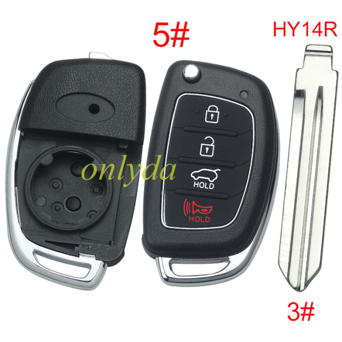 For Hyundai  remote key blank with badge ，With screws on the back, with HY14R Right ,please choose the button