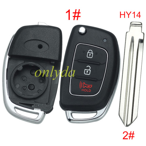 For Hyundai  remote key blank with badge ，With screws on the back，with HY14 left blade,please choose the button