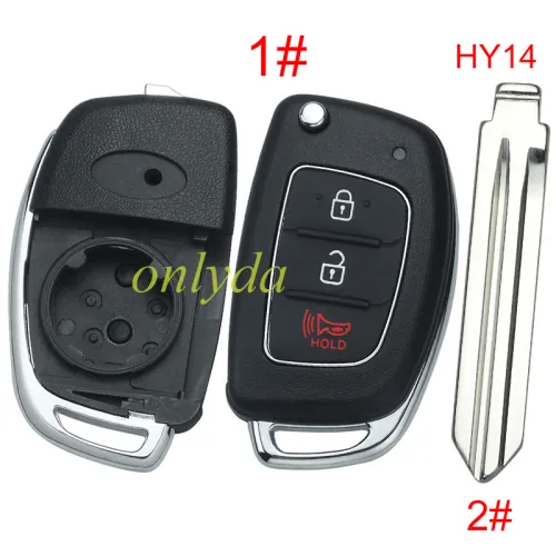 For Hyundai  remote key blank with badge ，With screws on the back，with HY14 left blade,please choose the button