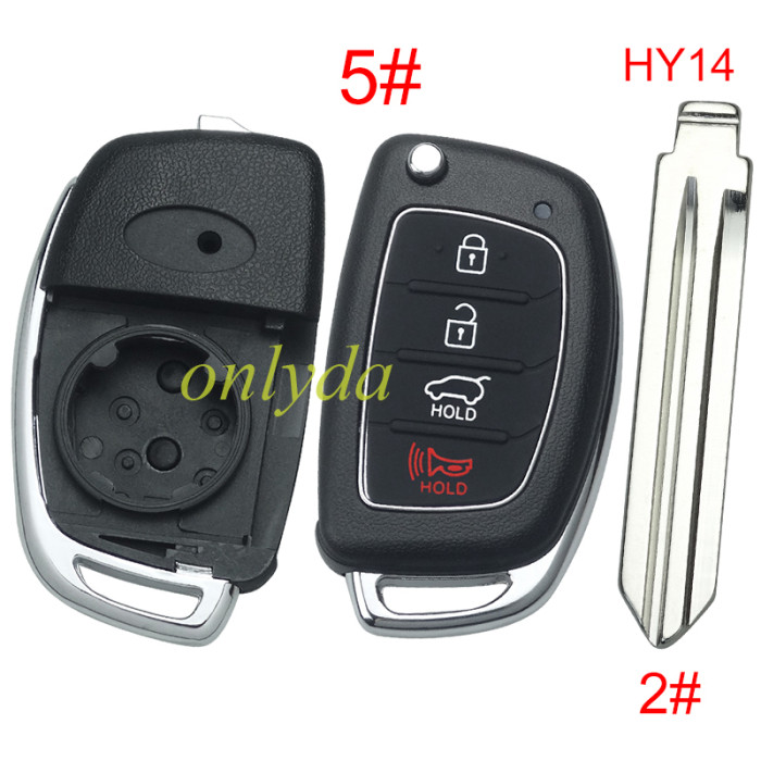 For Hyundai  remote key blank with badge ，With screws on the back，with HY14 left blade,please choose the button