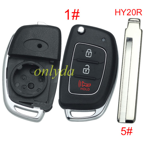 For Hyundai  remote key blank with badge ，With screws on the back, with HY20R Right  ,please choose the button