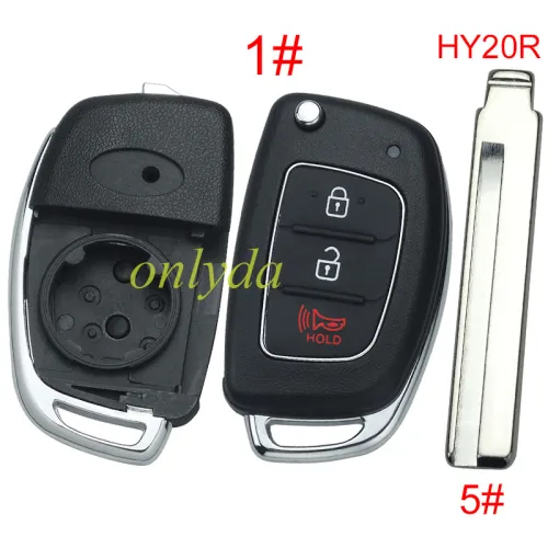 For Hyundai  remote key blank with badge ，With screws on the back, with HY20R Right  ,please choose the button