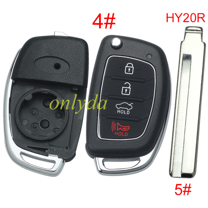 For Hyundai  remote key blank with badge ，With screws on the back, with HY20R Right  ,please choose the button