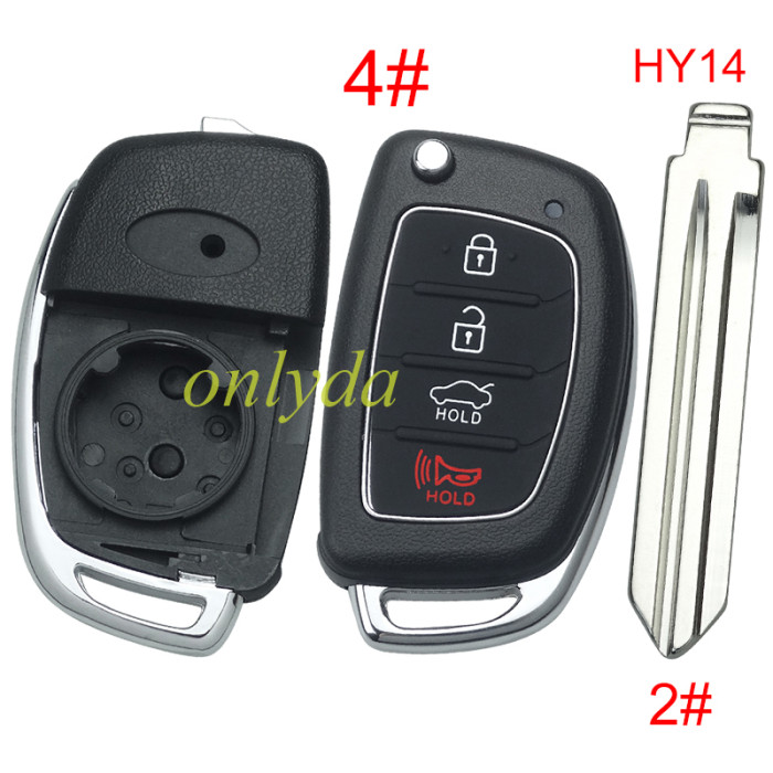For Hyundai  remote key blank with badge ，With screws on the back，with HY14 left blade,please choose the button