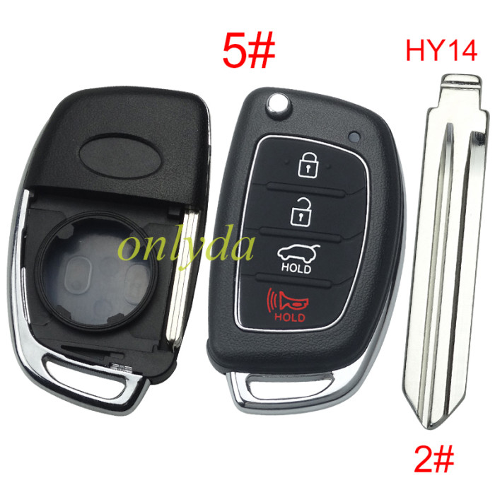For Hyundai  remote key blank with badge ，Side With screws ，with HY14 left  blade,please choose the button