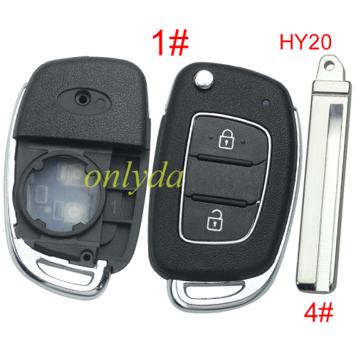 For Hyundai  remote key blank with badge,with HY20 blade,please choose the button