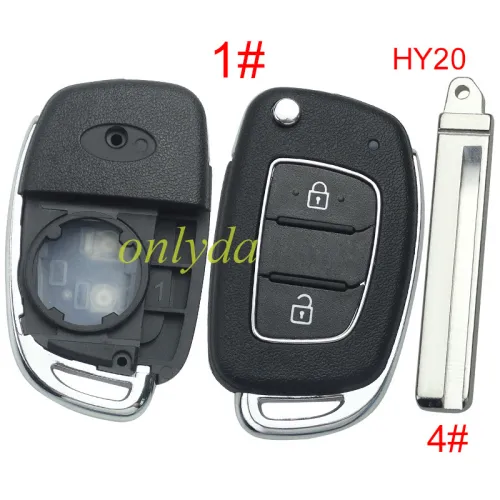 For Hyundai  remote key blank with badge,with HY20 blade,please choose the button