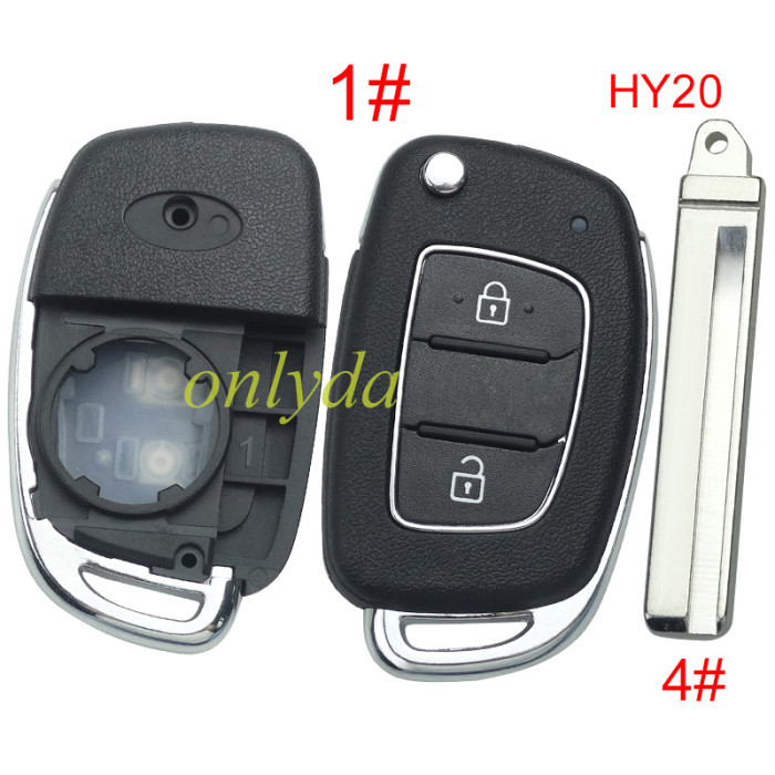 For Hyundai  remote key blank with badge,with HY20 blade,please choose the button