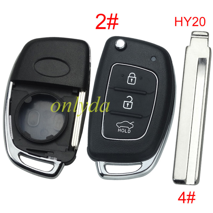 For Hyundai  remote key blank with badge ，Side With screws ，with HY20 left  blade,please choose the button