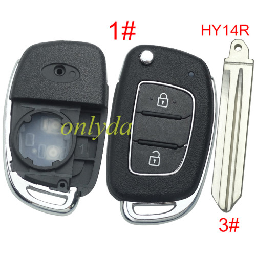 For Hyundai  remote key blank with badge,with HY14R blade,please choose the button
