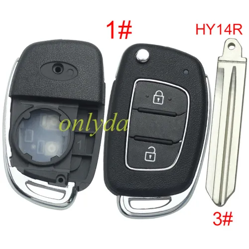 For Hyundai  remote key blank with badge,with HY14R blade,please choose the button